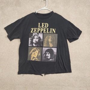 Vintage 90's Led Zeppelin Black Crew Neck Winterland Graphic T-Shirt Size Large